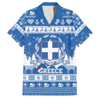 Greece Christmas Family Matching Off The Shoulder Long Sleeve Dress and Hawaiian Shirt Coat Of Arms Kala Cristouyenna - Wonder Print Shop