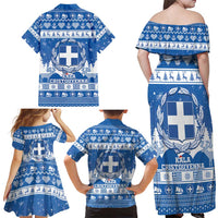 Greece Christmas Family Matching Off Shoulder Maxi Dress and Hawaiian Shirt Coat Of Arms Kala Cristouyenna - Wonder Print Shop