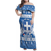 Greece Christmas Family Matching Off Shoulder Maxi Dress and Hawaiian Shirt Coat Of Arms Kala Cristouyenna - Wonder Print Shop