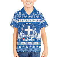 Greece Christmas Family Matching Off Shoulder Maxi Dress and Hawaiian Shirt Coat Of Arms Kala Cristouyenna - Wonder Print Shop