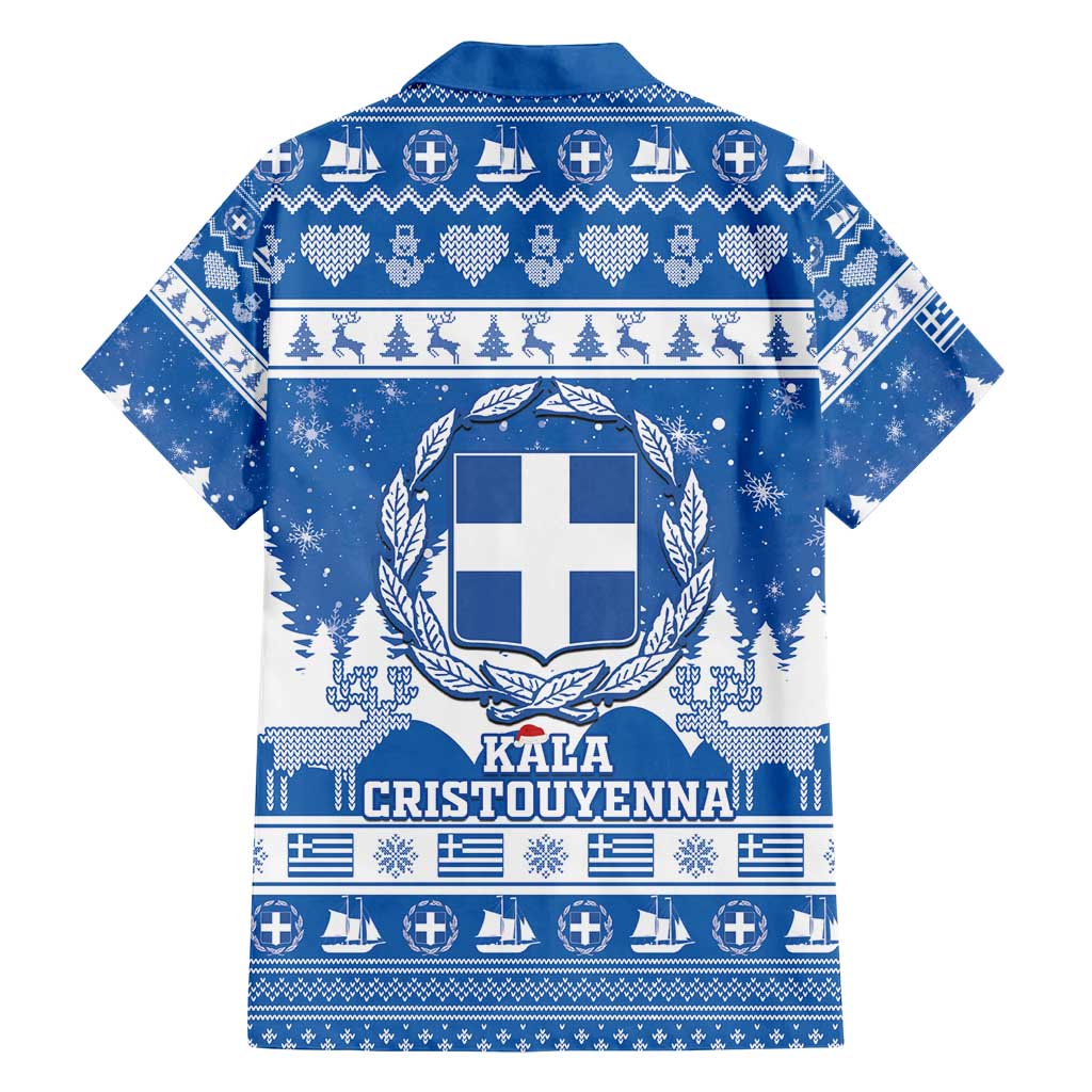 Greece Christmas Family Matching Off Shoulder Short Dress and Hawaiian Shirt Coat Of Arms Kala Cristouyenna - Wonder Print Shop