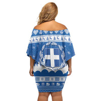 Greece Christmas Family Matching Off Shoulder Short Dress and Hawaiian Shirt Coat Of Arms Kala Cristouyenna - Wonder Print Shop