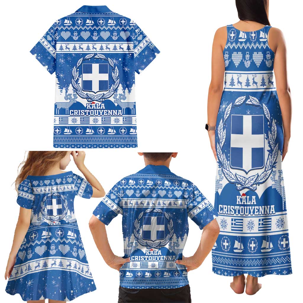 Greece Christmas Family Matching Tank Maxi Dress and Hawaiian Shirt Coat Of Arms Kala Cristouyenna - Wonder Print Shop