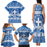 Greece Christmas Family Matching Tank Maxi Dress and Hawaiian Shirt Coat Of Arms Kala Cristouyenna - Wonder Print Shop