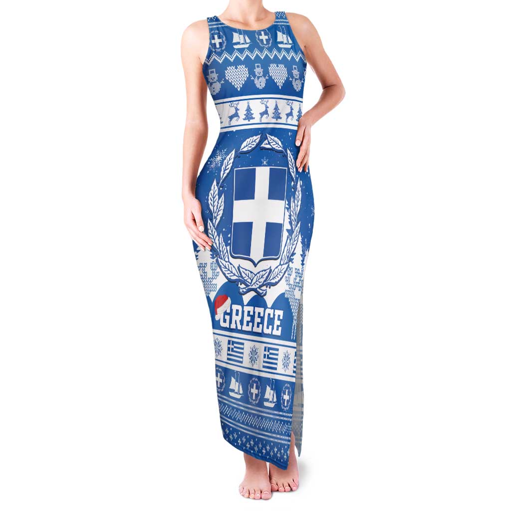 Greece Christmas Family Matching Tank Maxi Dress and Hawaiian Shirt Coat Of Arms Kala Cristouyenna - Wonder Print Shop