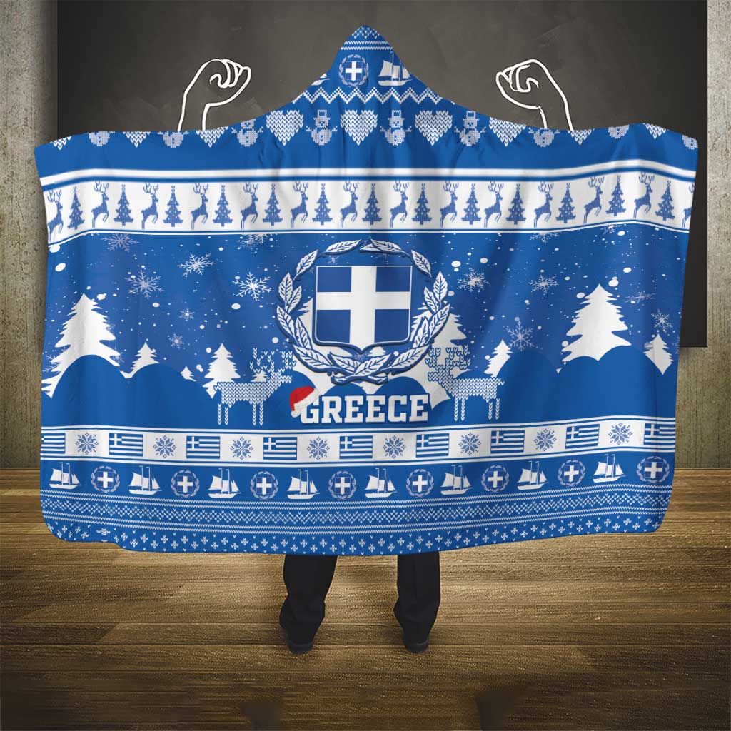 Greece Christmas Hooded Blanket Coat Of Arms Kala Cristouyenna