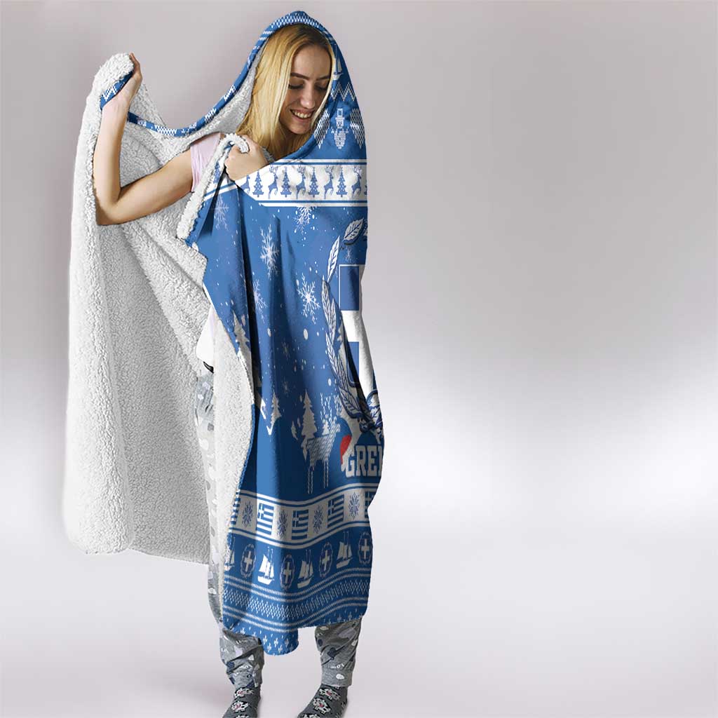 Greece Christmas Hooded Blanket Coat Of Arms Kala Cristouyenna