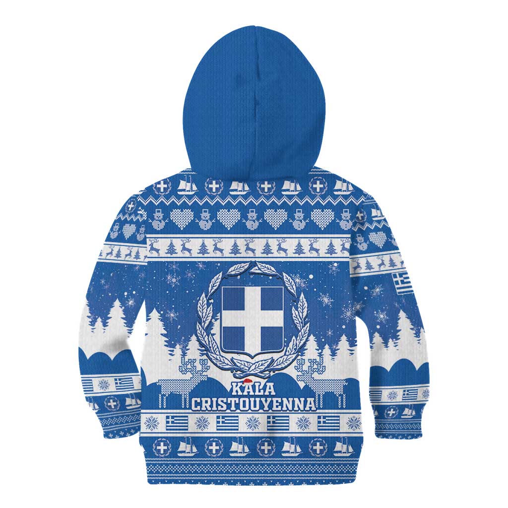 Greece Christmas Kid Hoodie Coat Of Arms Kala Cristouyenna - Wonder Print Shop