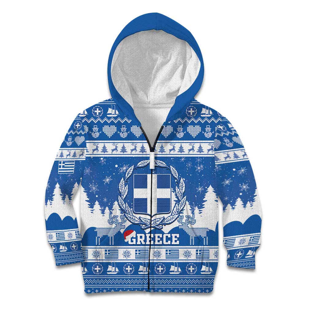 Greece Christmas Kid Hoodie Coat Of Arms Kala Cristouyenna - Wonder Print Shop