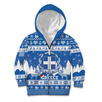 Greece Christmas Kid Hoodie Coat Of Arms Kala Cristouyenna - Wonder Print Shop