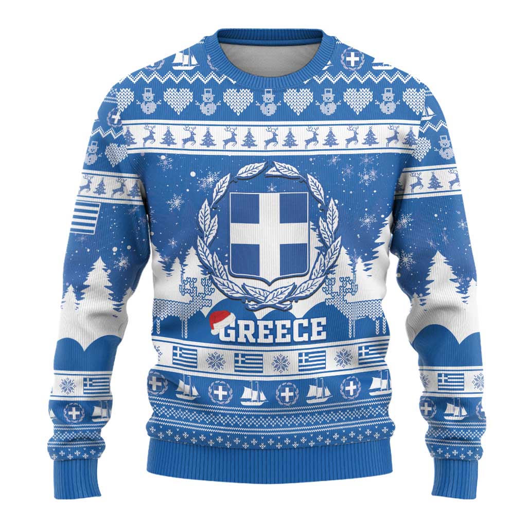 Greece Christmas Ugly Christmas Sweater Coat Of Arms Kala Cristouyenna - Wonder Print Shop