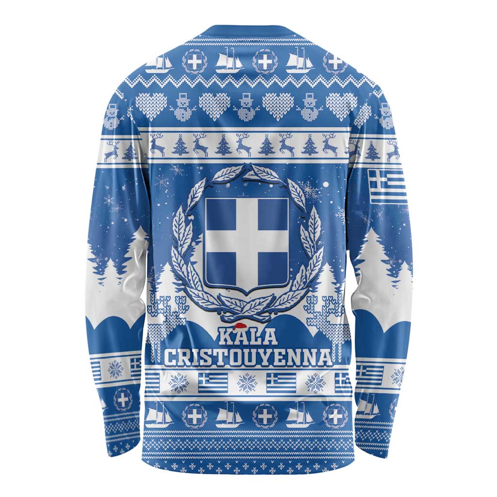 Greece Christmas Long Sleeve Shirt Coat Of Arms Kala Cristouyenna - Wonder Print Shop