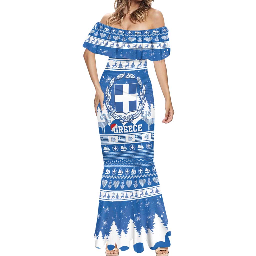 Greece Christmas Mermaid Dress Coat Of Arms Kala Cristouyenna - Wonder Print Shop