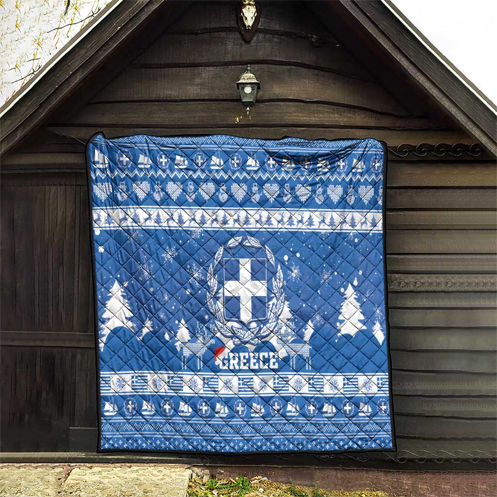 Greece Christmas Quilt Coat Of Arms Kala Cristouyenna - Wonder Print Shop