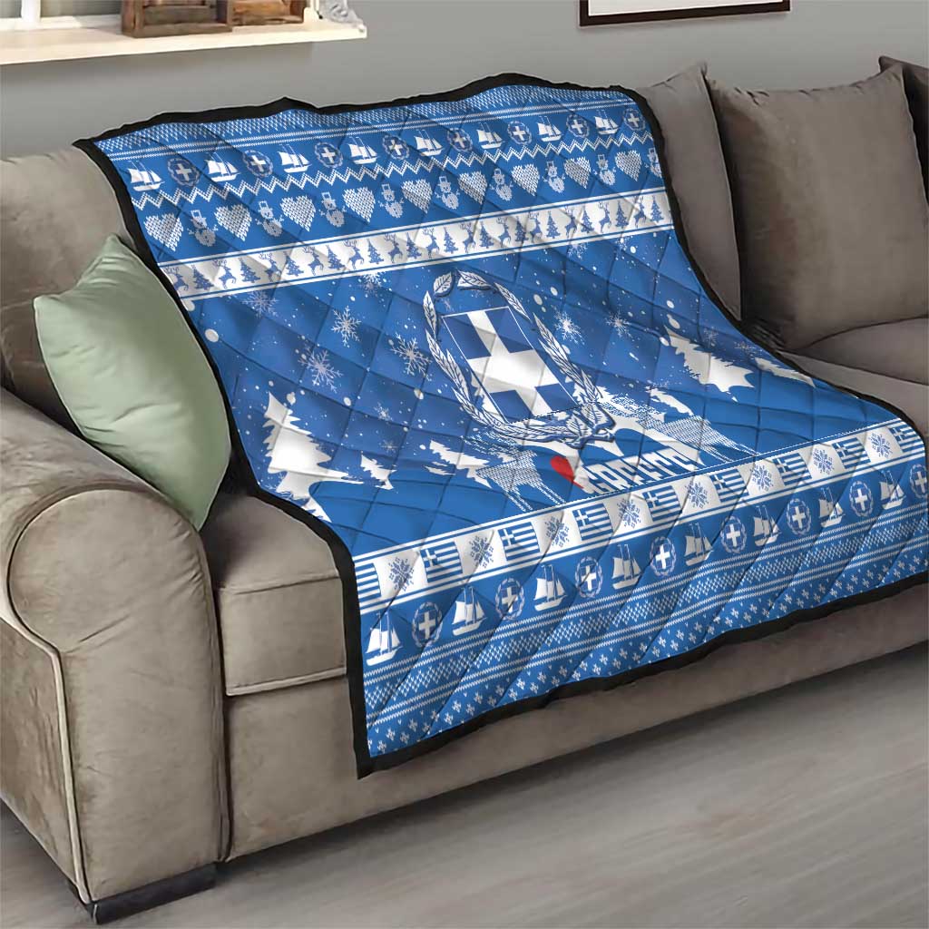 Greece Christmas Quilt Coat Of Arms Kala Cristouyenna - Wonder Print Shop