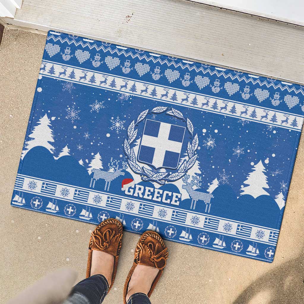 Greece Christmas Rubber Doormat Coat Of Arms Kala Cristouyenna - Wonder Print Shop