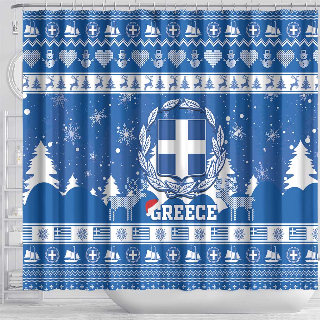 Greece Christmas Shower Curtain Coat Of Arms Kala Cristouyenna