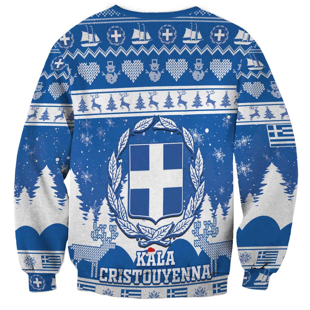 Greece Christmas Sweatshirt Coat Of Arms Kala Cristouyenna - Wonder Print Shop