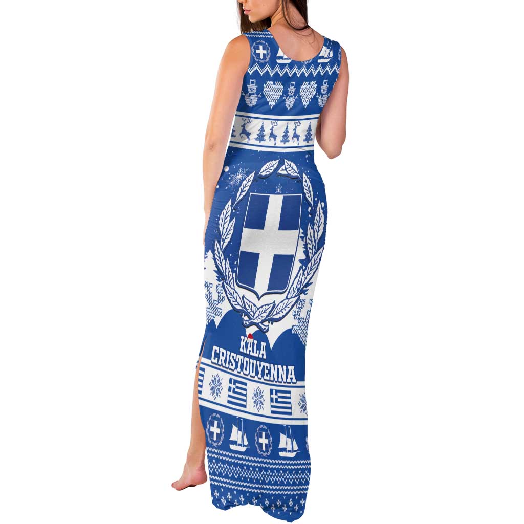 Greece Christmas Tank Maxi Dress Coat Of Arms Kala Cristouyenna - Wonder Print Shop