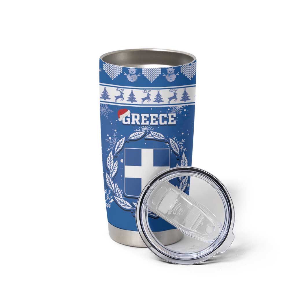 Greece Christmas Tumbler Cup Coat Of Arms Kala Cristouyenna - Wonder Print Shop