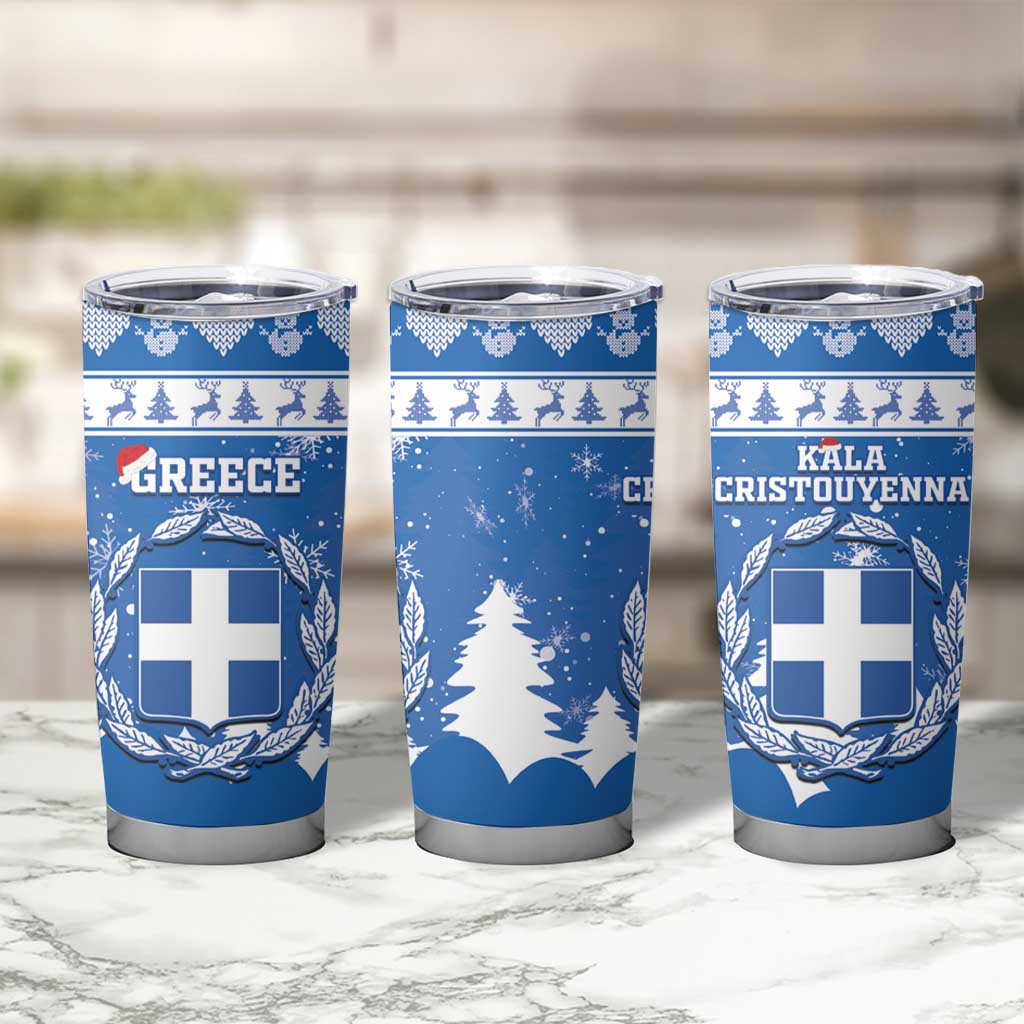 Greece Christmas Tumbler Cup Coat Of Arms Kala Cristouyenna - Wonder Print Shop