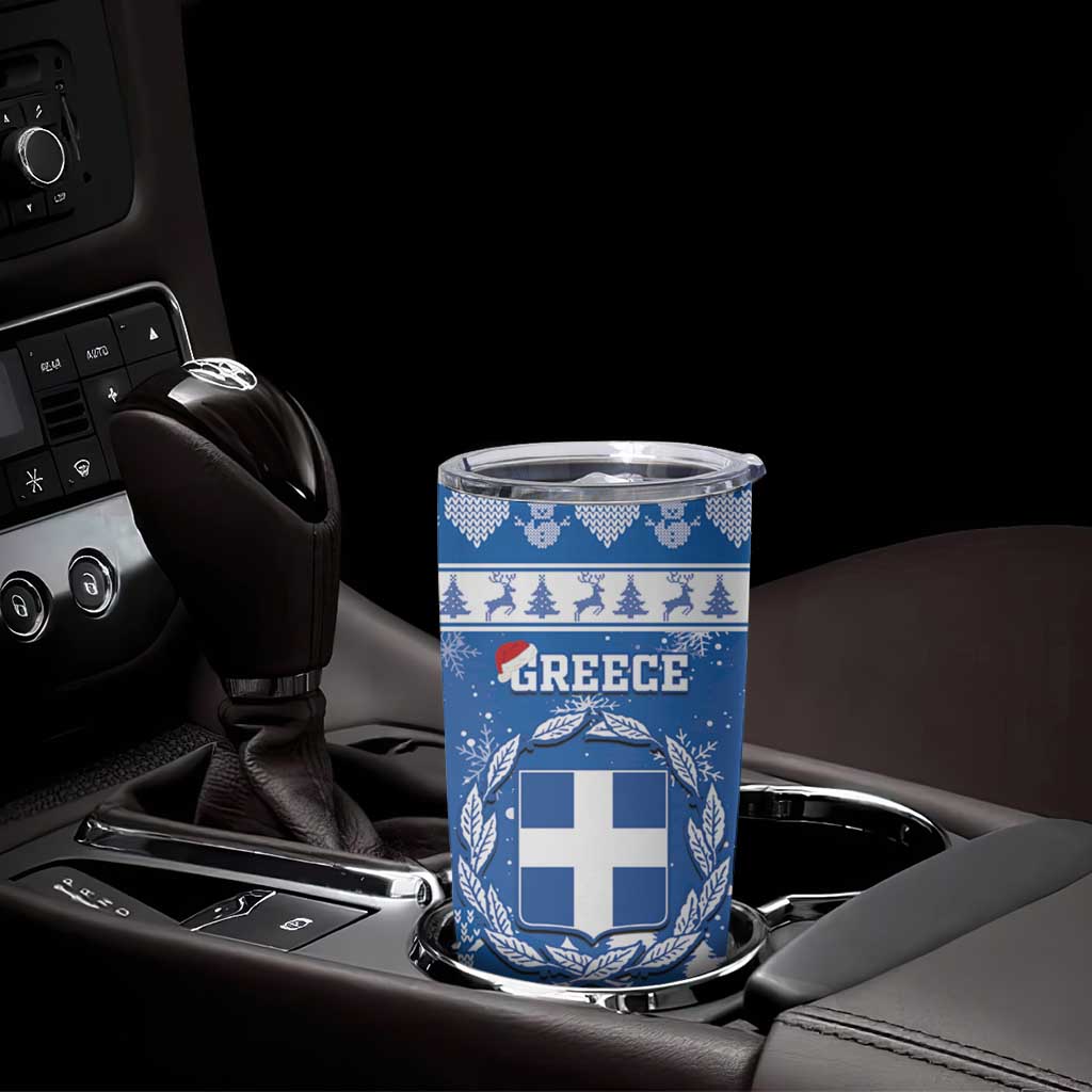 Greece Christmas Tumbler Cup Coat Of Arms Kala Cristouyenna - Wonder Print Shop