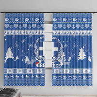 Greece Christmas Window Curtain Coat Of Arms Kala Cristouyenna - Wonder Print Shop