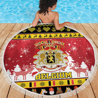 Belgium Christmas Beach Blanket Coat Of Arms Vrolijk Kerstfeest - Wonder Print Shop
