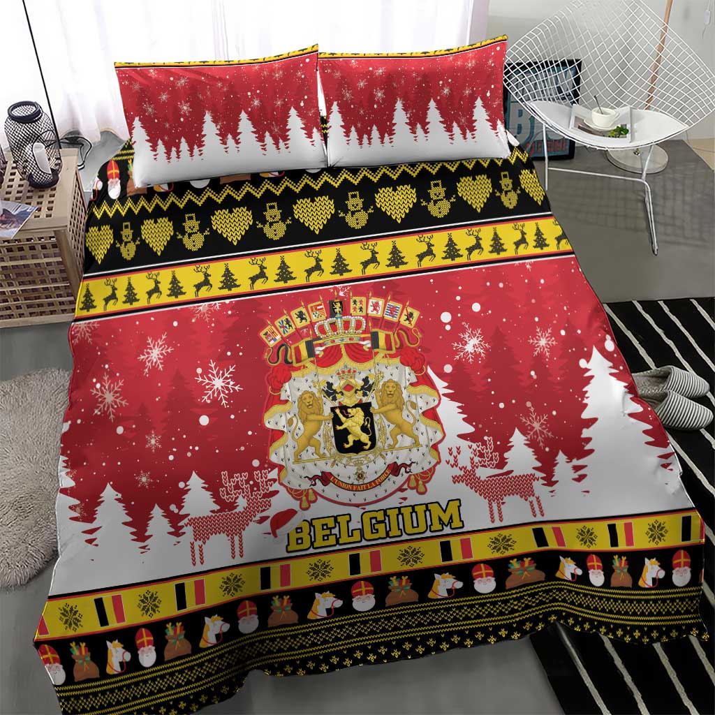 Belgium Christmas Bedding Set Coat Of Arms Vrolijk Kerstfeest - Wonder Print Shop