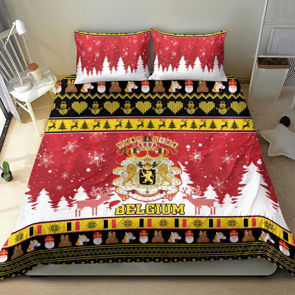 Belgium Christmas Bedding Set Coat Of Arms Vrolijk Kerstfeest - Wonder Print Shop