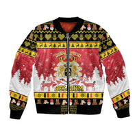 Belgium Christmas Bomber Jacket Coat Of Arms Vrolijk Kerstfeest - Wonder Print Shop