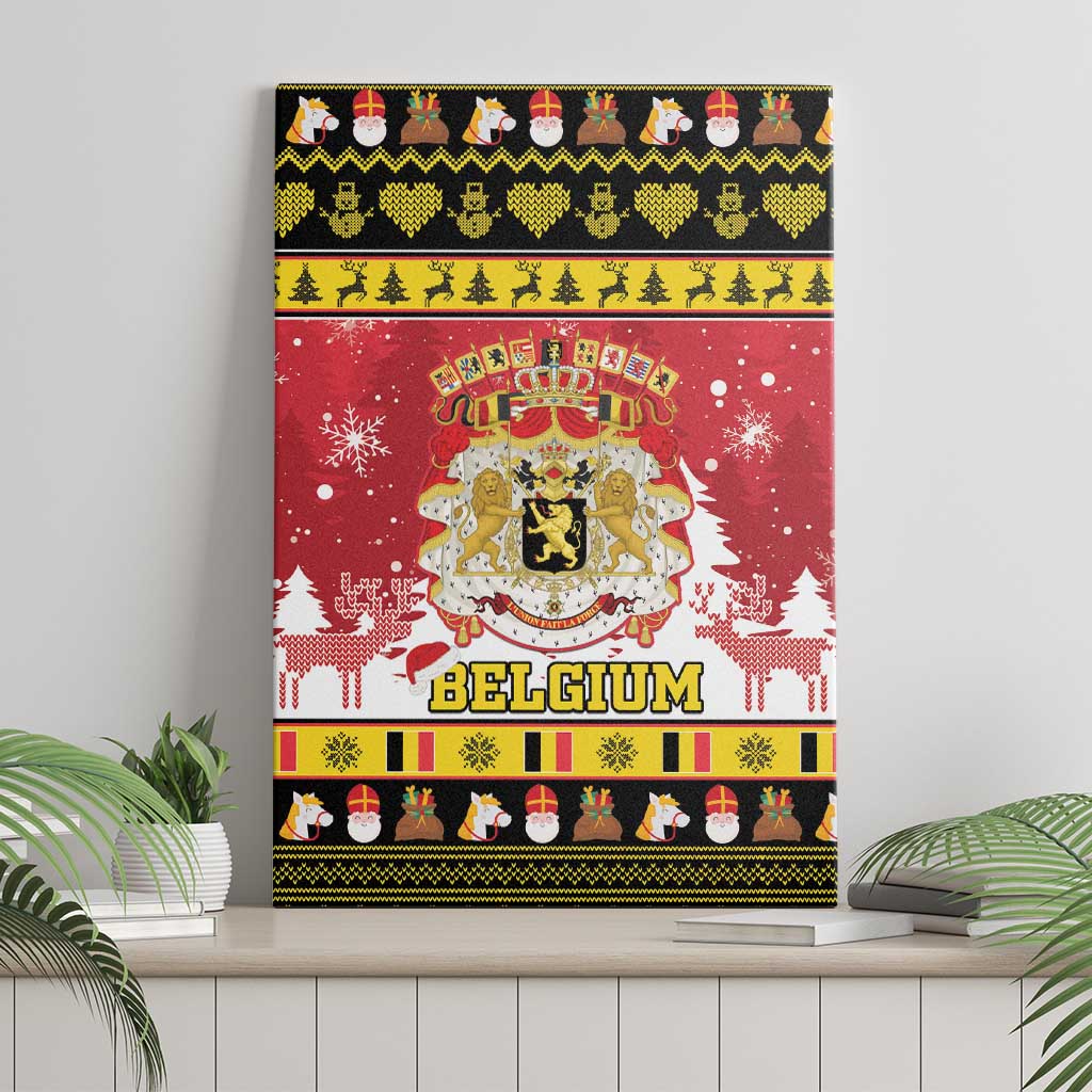 Belgium Christmas Canvas Wall Art Coat Of Arms Vrolijk Kerstfeest - Wonder Print Shop