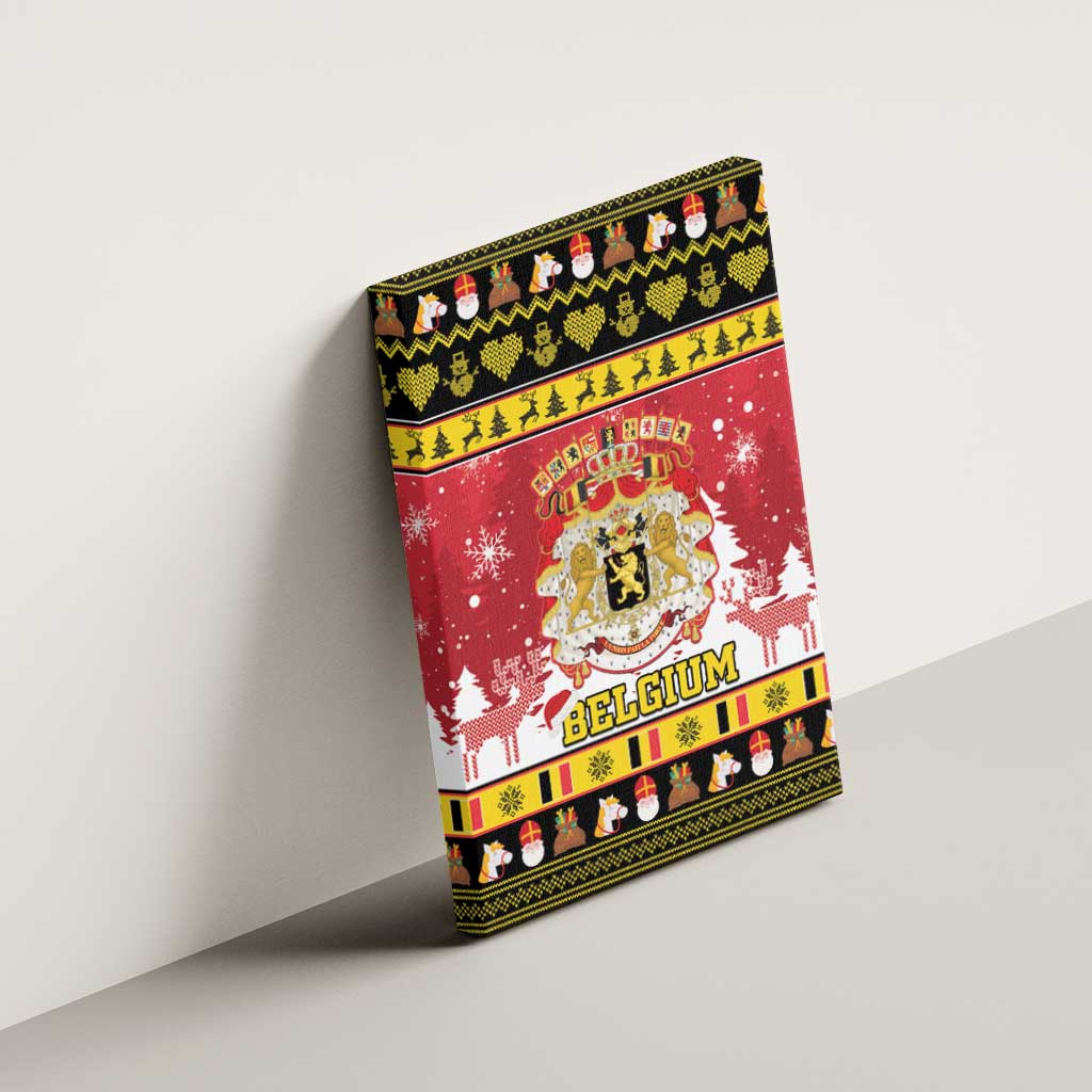 Belgium Christmas Canvas Wall Art Coat Of Arms Vrolijk Kerstfeest - Wonder Print Shop