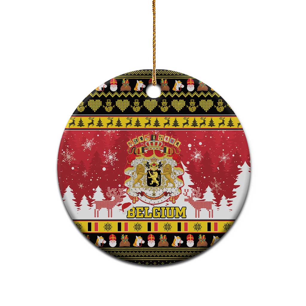 Belgium Christmas Ceramic Ornament Coat Of Arms Vrolijk Kerstfeest - Wonder Print Shop