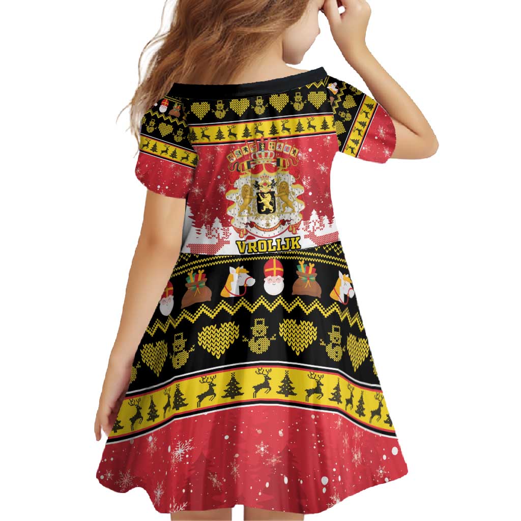 Belgium Christmas Family Matching Off Shoulder Maxi Dress and Hawaiian Shirt Coat Of Arms Vrolijk Kerstfeest - Wonder Print Shop