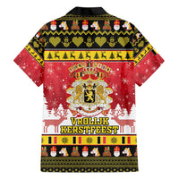 Belgium Christmas Family Matching Short Sleeve Bodycon Dress and Hawaiian Shirt Coat Of Arms Vrolijk Kerstfeest - Wonder Print Shop