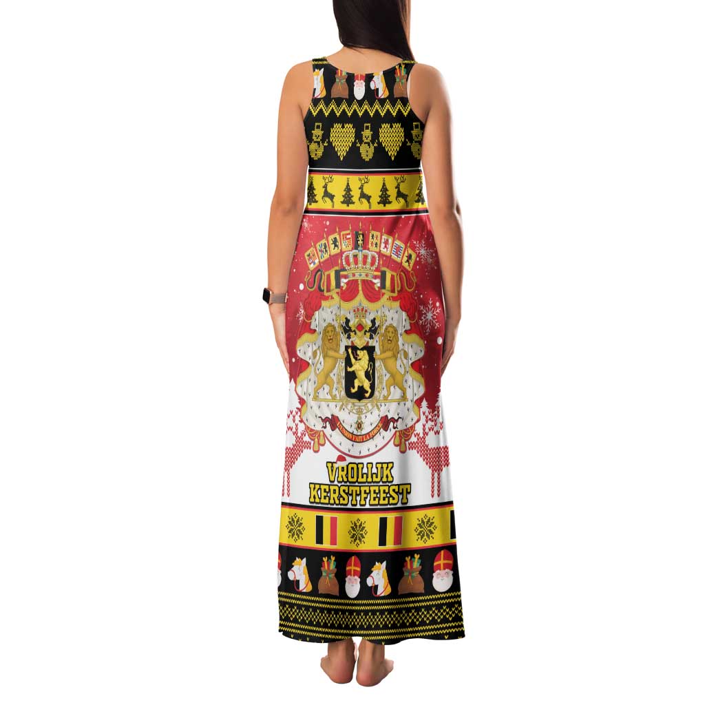 Belgium Christmas Family Matching Tank Maxi Dress and Hawaiian Shirt Coat Of Arms Vrolijk Kerstfeest - Wonder Print Shop