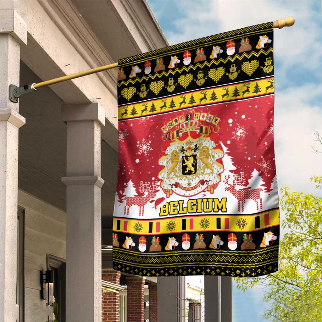 Belgium Christmas Garden Flag Coat Of Arms Vrolijk Kerstfeest - Wonder Print Shop