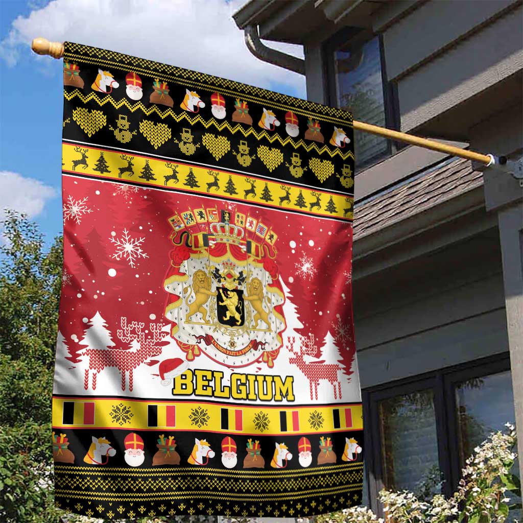 Belgium Christmas Garden Flag Coat Of Arms Vrolijk Kerstfeest - Wonder Print Shop