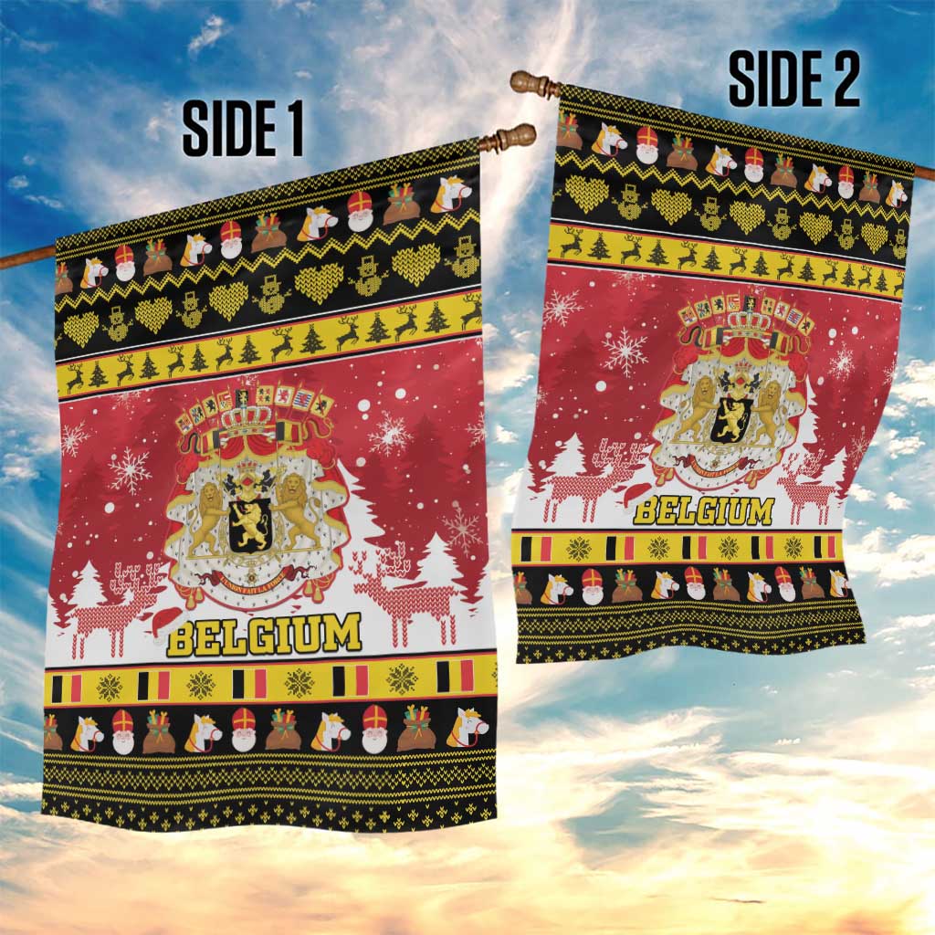 Belgium Christmas Garden Flag Coat Of Arms Vrolijk Kerstfeest - Wonder Print Shop