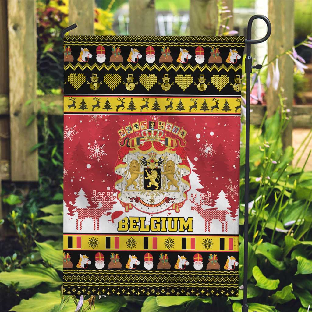 Belgium Christmas Garden Flag Coat Of Arms Vrolijk Kerstfeest - Wonder Print Shop