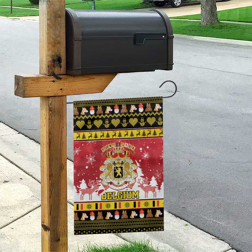 Belgium Christmas Garden Flag Coat Of Arms Vrolijk Kerstfeest - Wonder Print Shop