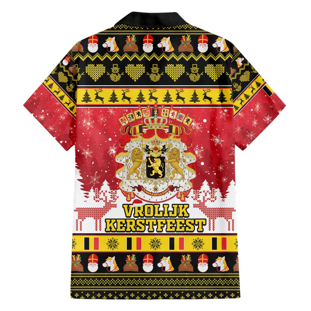 Belgium Christmas Hawaiian Shirt Coat Of Arms Vrolijk Kerstfeest - Wonder Print Shop