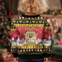Belgium Christmas Kid Ugly Christmas Sweater Coat Of Arms Vrolijk Kerstfeest - Wonder Print Shop