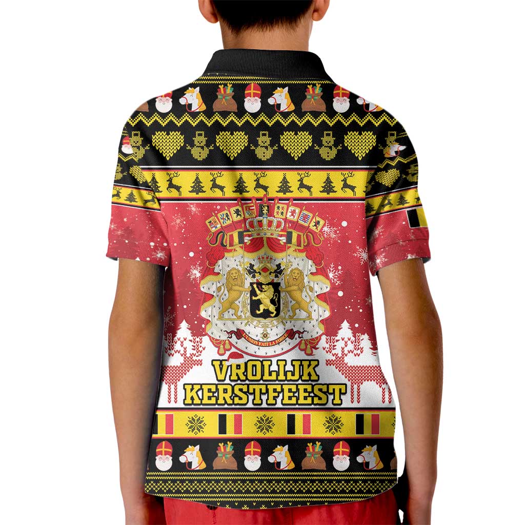 Belgium Christmas Kid Polo Shirt Coat Of Arms Vrolijk Kerstfeest - Wonder Print Shop