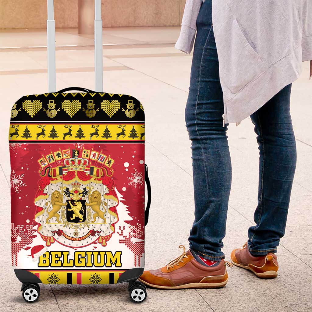 Belgium Christmas Luggage Cover Coat Of Arms Vrolijk Kerstfeest - Wonder Print Shop