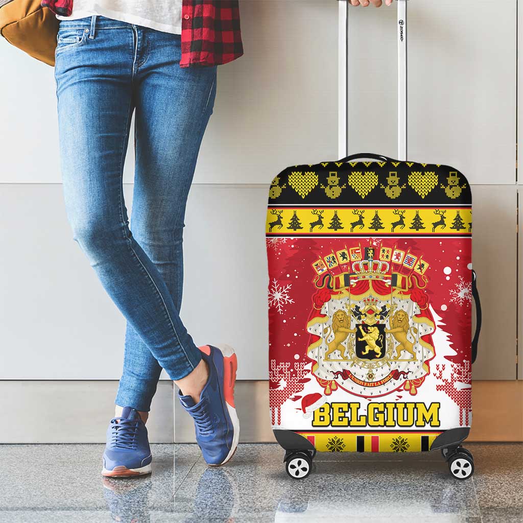 Belgium Christmas Luggage Cover Coat Of Arms Vrolijk Kerstfeest - Wonder Print Shop