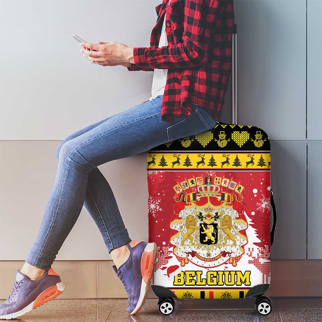 Belgium Christmas Luggage Cover Coat Of Arms Vrolijk Kerstfeest - Wonder Print Shop