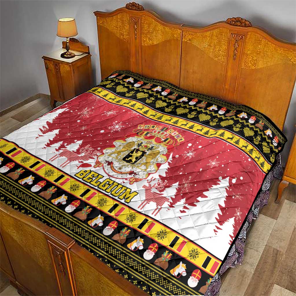 Belgium Christmas Quilt Coat Of Arms Vrolijk Kerstfeest - Wonder Print Shop