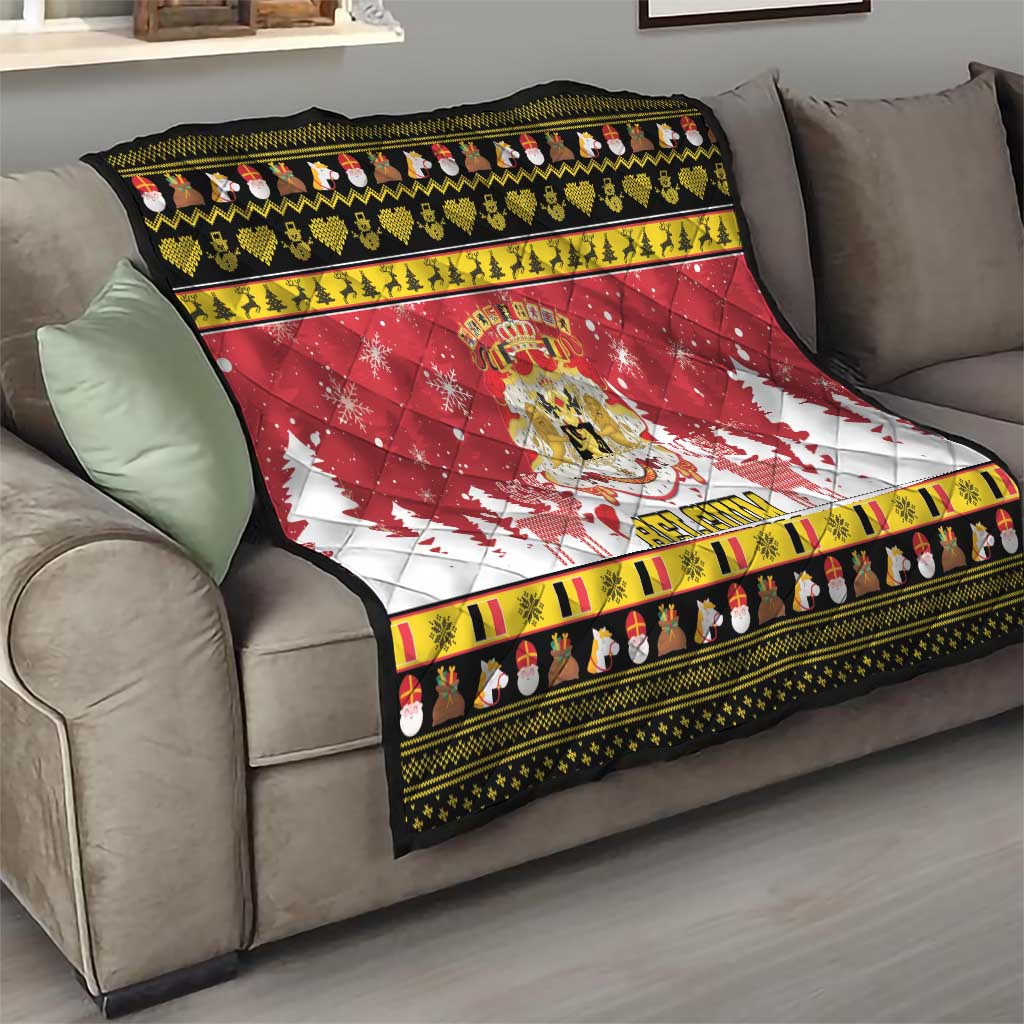 Belgium Christmas Quilt Coat Of Arms Vrolijk Kerstfeest - Wonder Print Shop